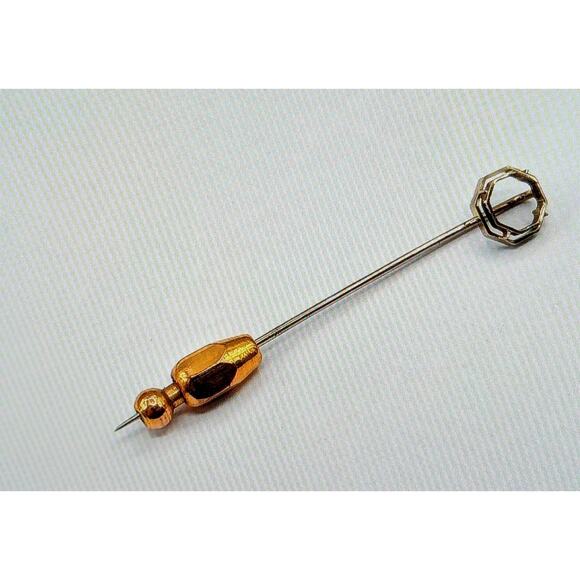 Antique 14K White Gold Straight 2" Long Stick Pin 1.1g - Picture 1 of 11